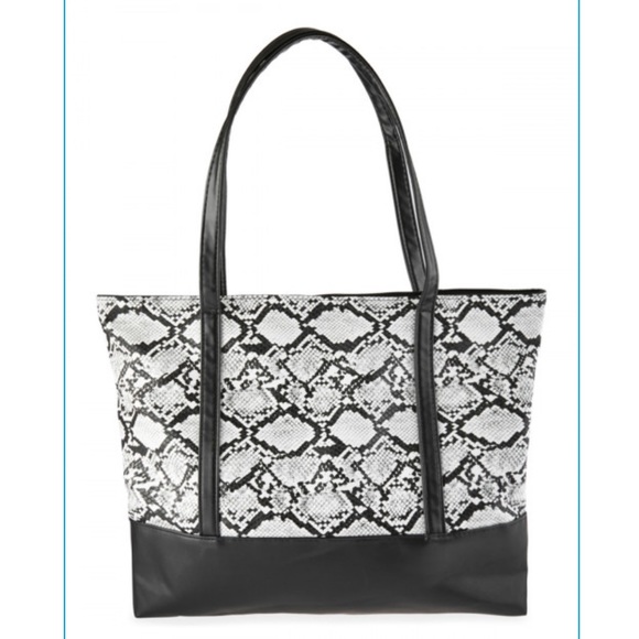 snake print tote bag